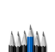 be like everyone else. stand out from the crowd. pencils on whit